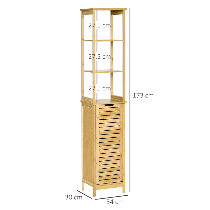 kleankin Bathroom Floor Cabinet with 3 Shelves and Cupboard