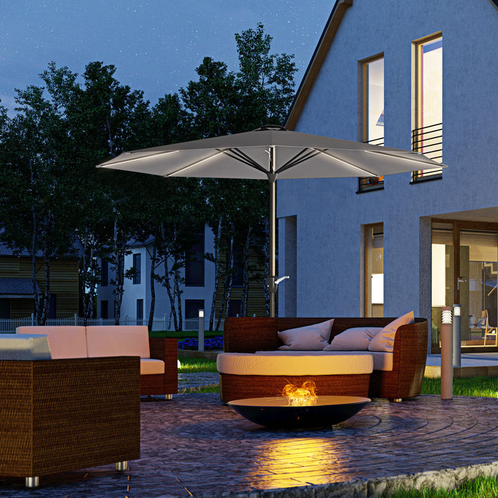 Waterproof Patio Parasol with Solar-Powered LED Lights