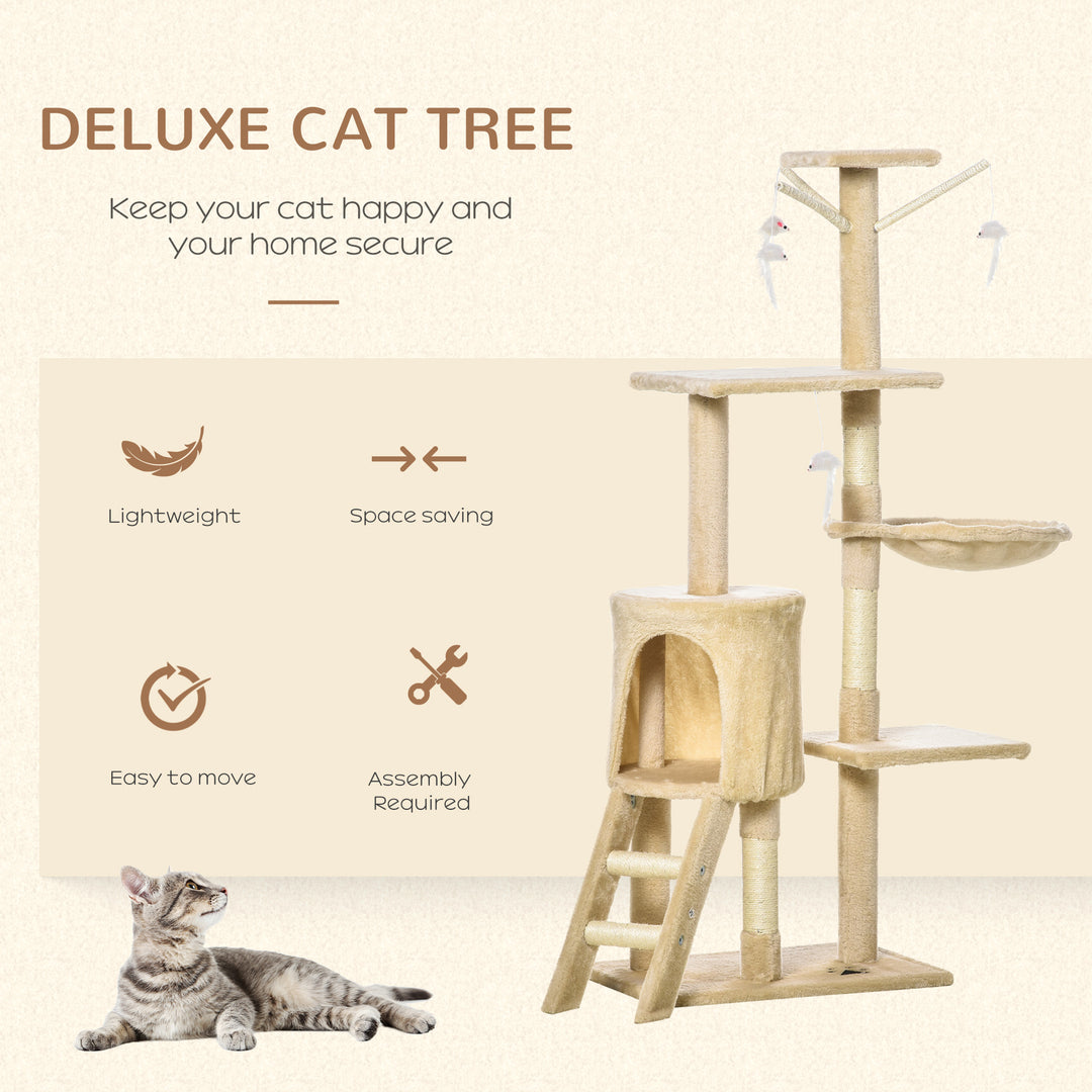 Feline Fort: Towering 131cm Cat Tree with Scratching Posts & Cosy Perches