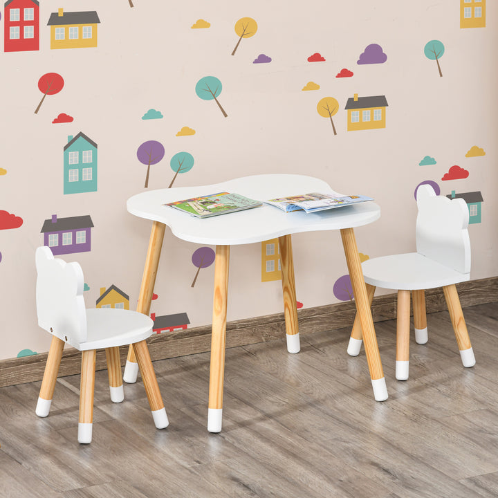 3 Piece Kids Table and Chair Set with 2 Bear-shaped Chairs