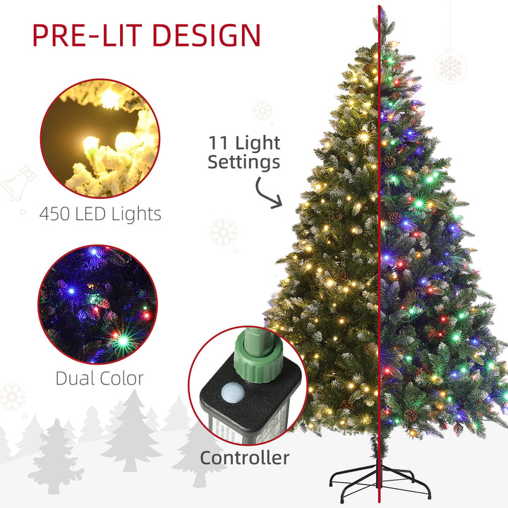 7ft Prelit Artificial Christmas Tree with Dual Colour LED Light and 1466 Tips