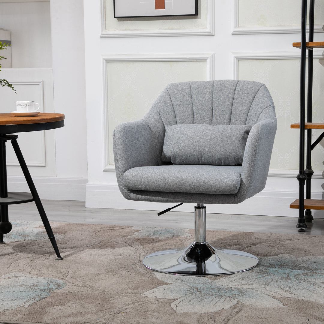 Swivel Accent Chair Contemporary Vanity Armchair with Adjustable Height Thick Cushion Lumbar Support Armrest for Bedroom