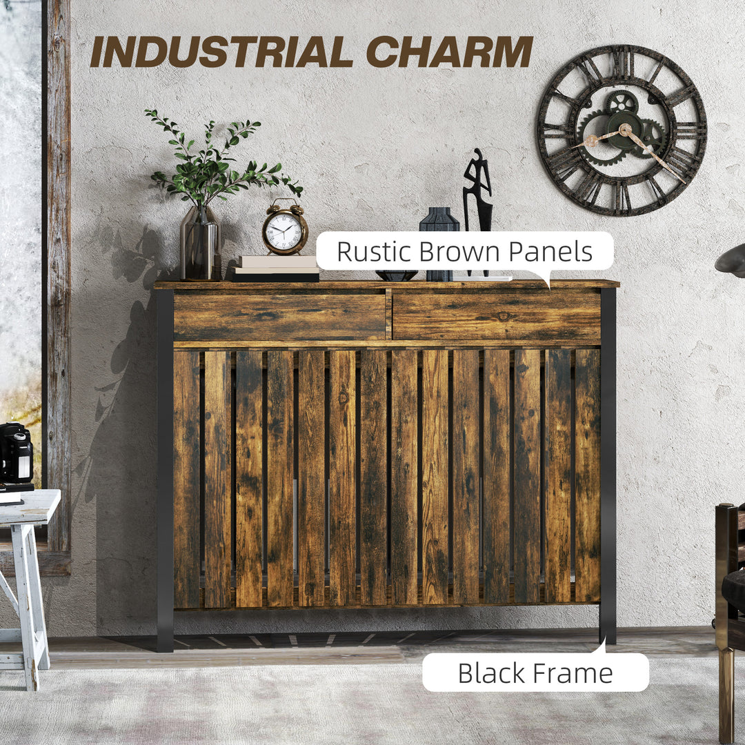 93 x 119cm Rustic-Look Radiator Cover - Brown/Black