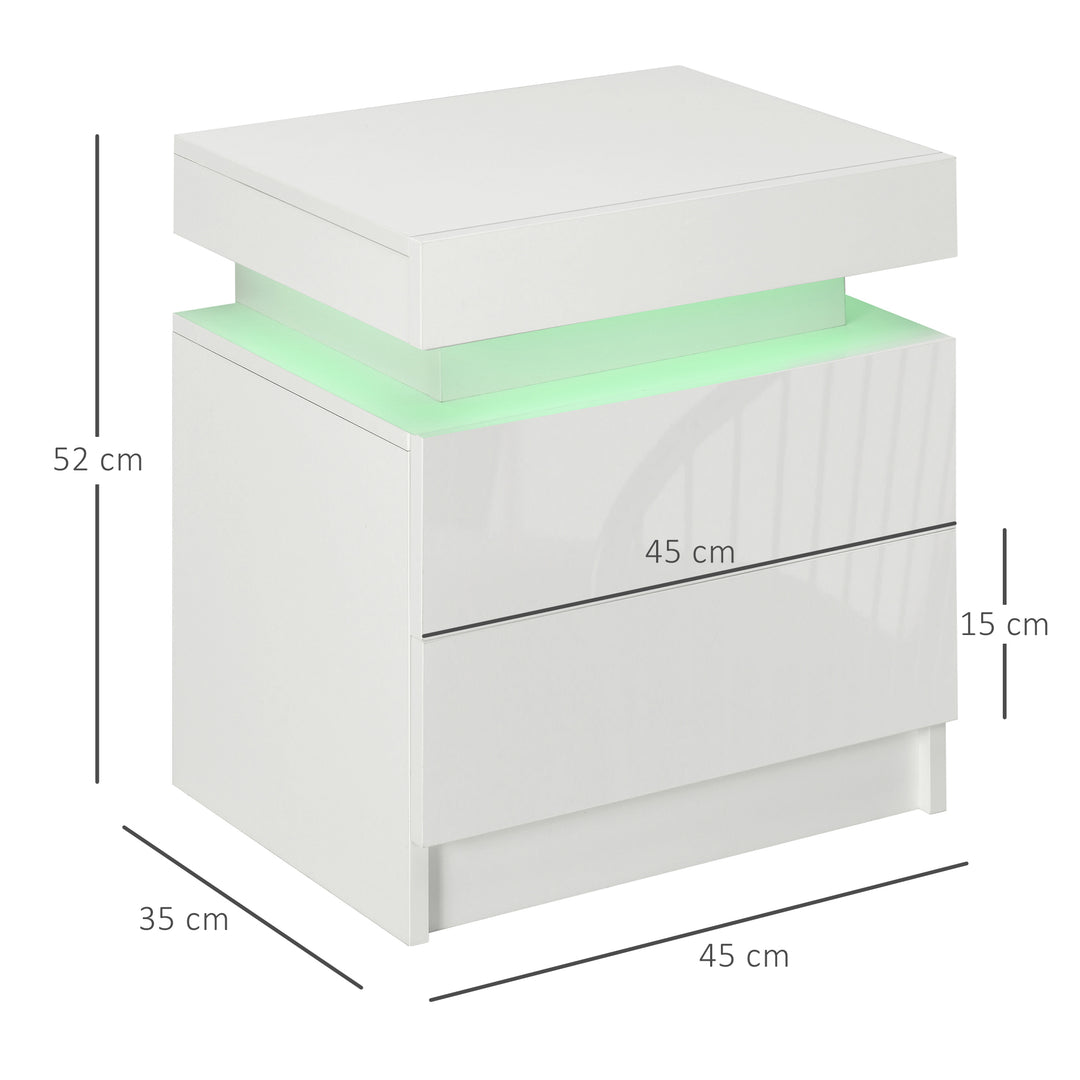 White Bedside Cabinets with LED Light