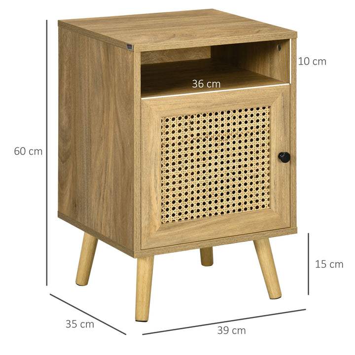 HOMCOM Bedside Table with Rattan Element