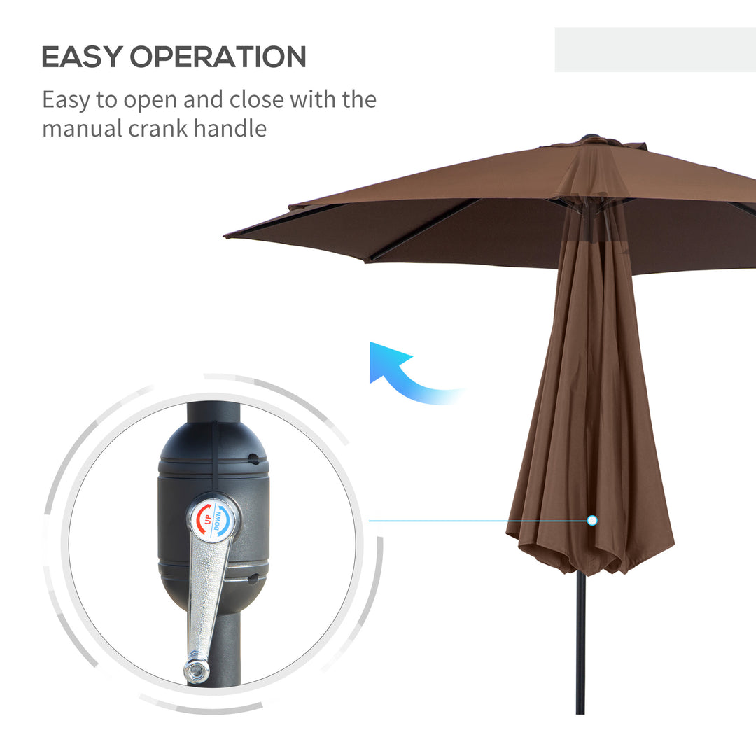 Steel Frame Round Market Patio Sun Umbrella Garden Parasol Outdoor Sunshade Canopy