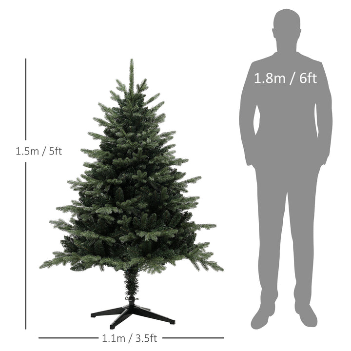 5ft Artificial Spurce Christmas Tree with 1121 Branch Tips and Foldable Steel Base