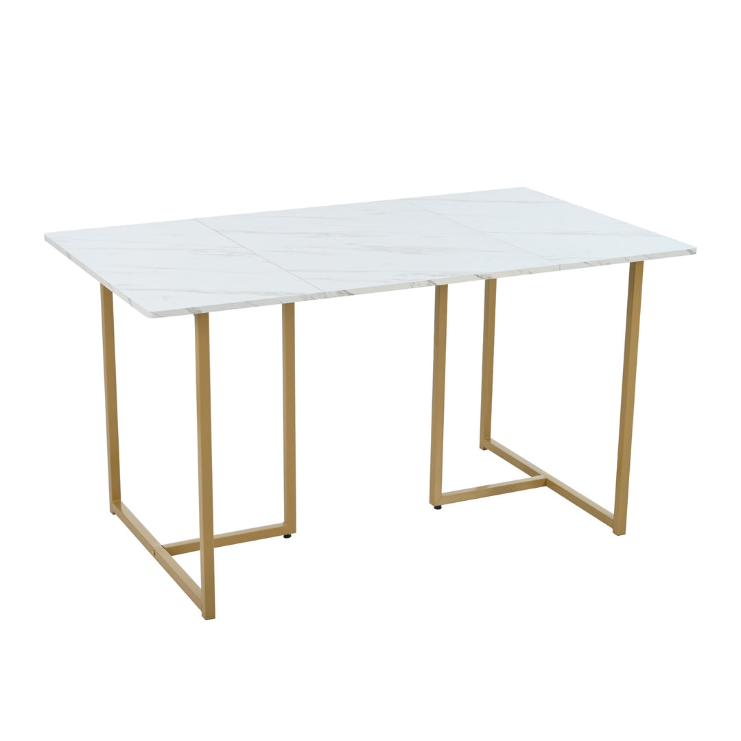 Rectangular Extendable Dining Table with Adjustable L-shaped Support Legs