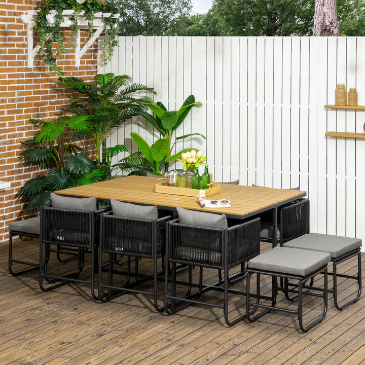 Patio 11 PCs PE Rattan Dining Set