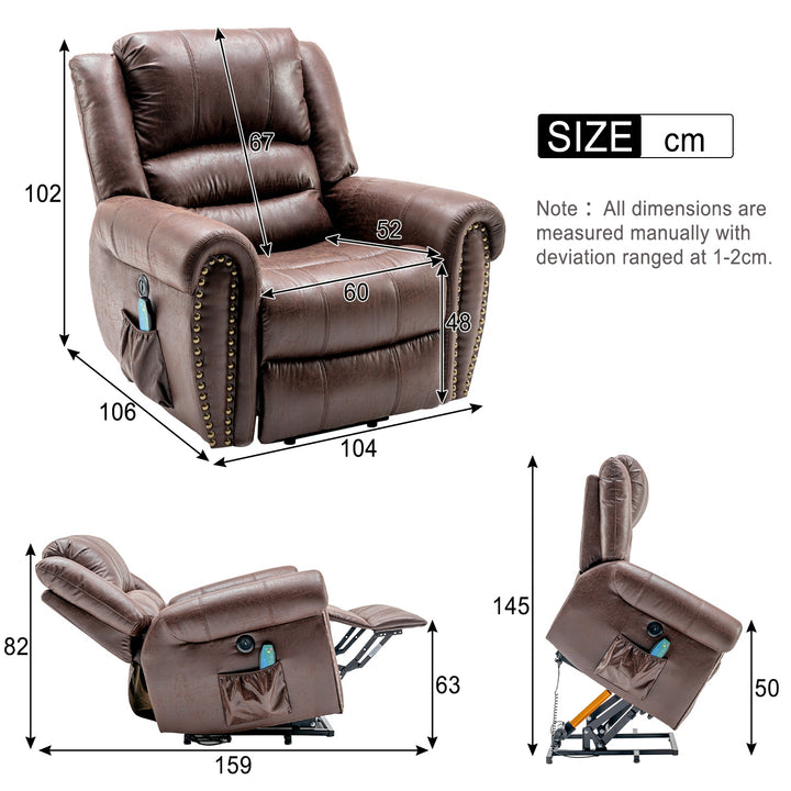 Large Power Lift Recliner Chair with Heating Massage Points