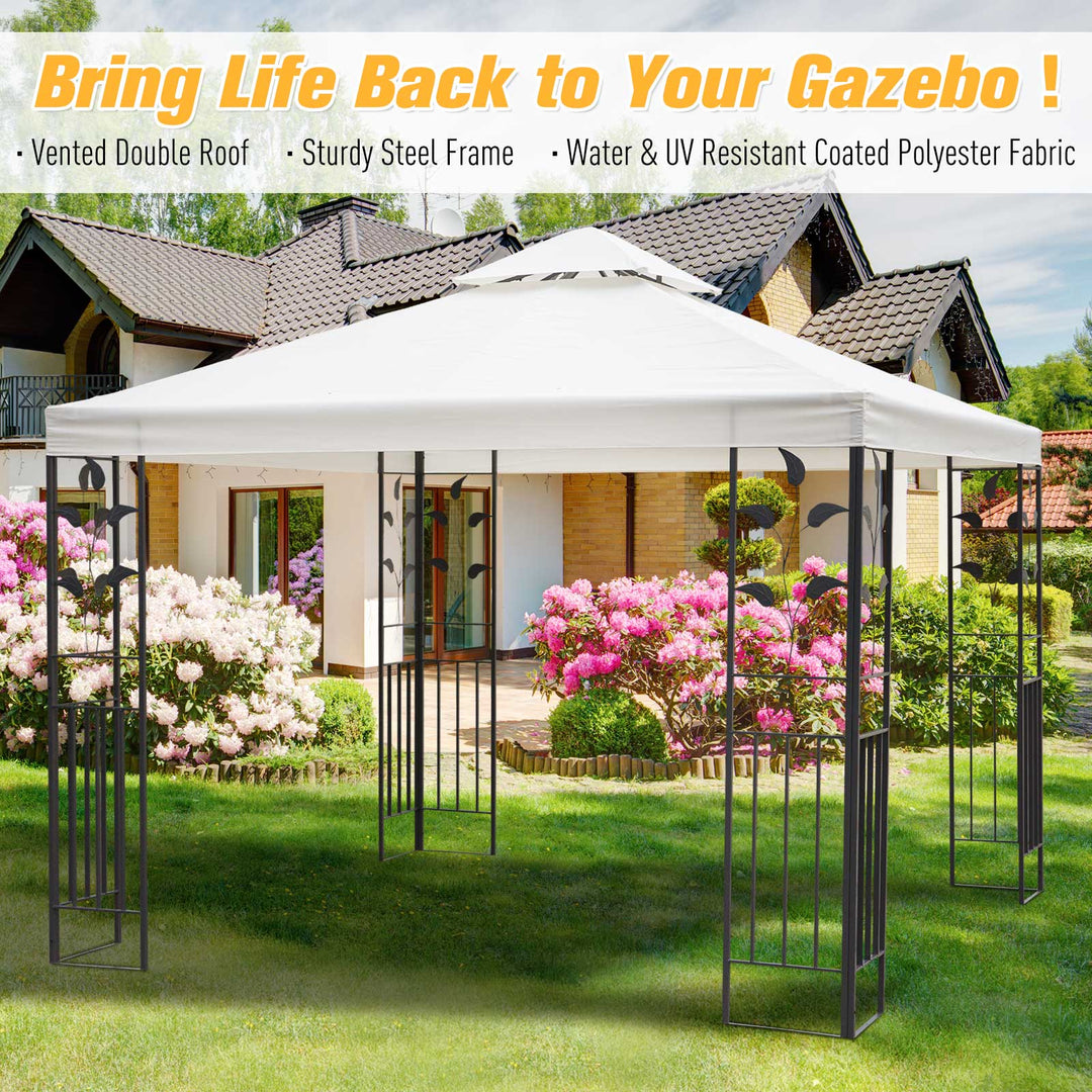 3 x 3m Outdoor Garden Steel Gazebo with 2 Tier Roof