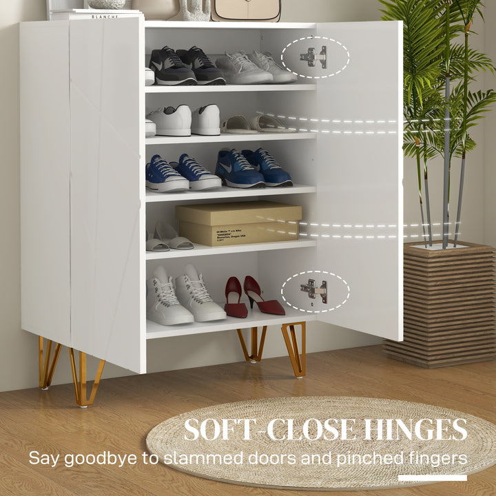 HOMCOM Narrow Shoe Storage Cabinet with Soft-Close Hinges