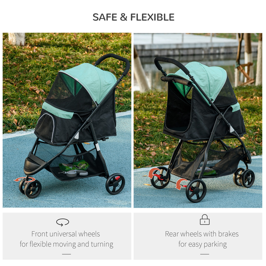 Lightweight Foldable Pet Stroller with Protective Rain Cover for Extra Small and Small Dogs