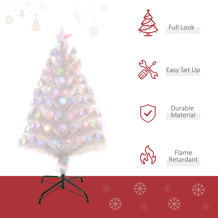 3 Feet Prelit Artificial Christmas Tree with Fiber Optic LED Light