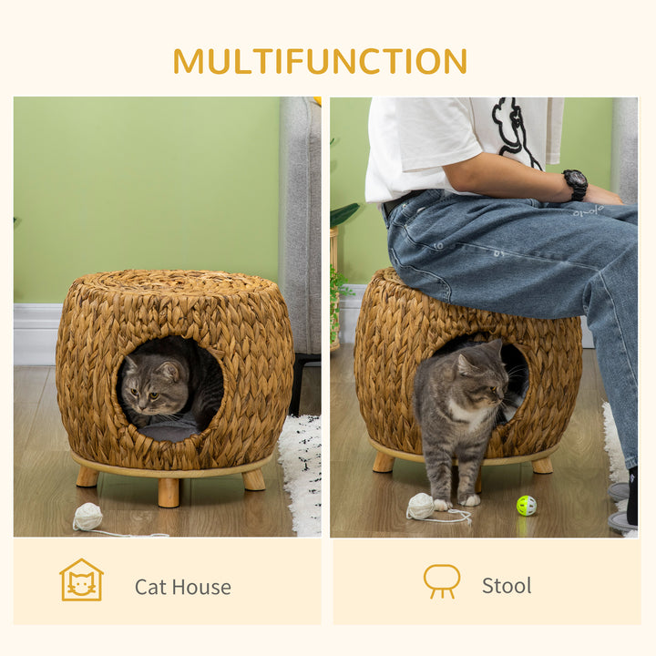 Rattan Retreat: Wicker Cat Abode with Plush Cushion