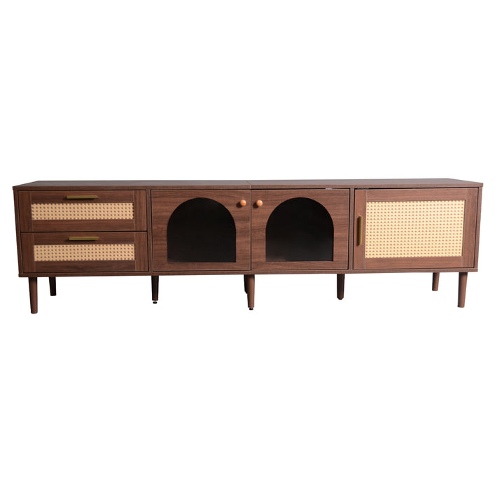 180 cm TV Stand for 80-Inch TV with Rattan Drawers