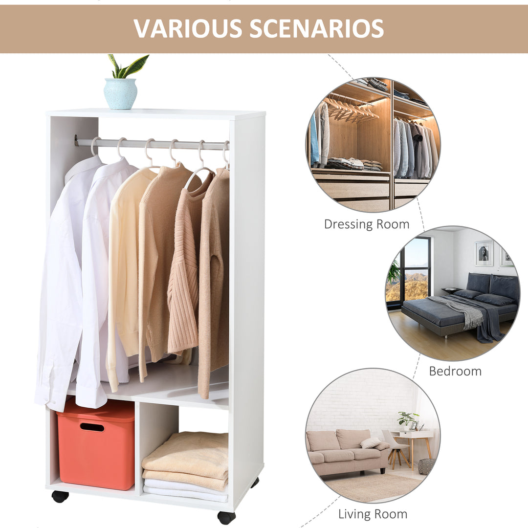 HOMCOM Open Wardrobe with Shelves, White