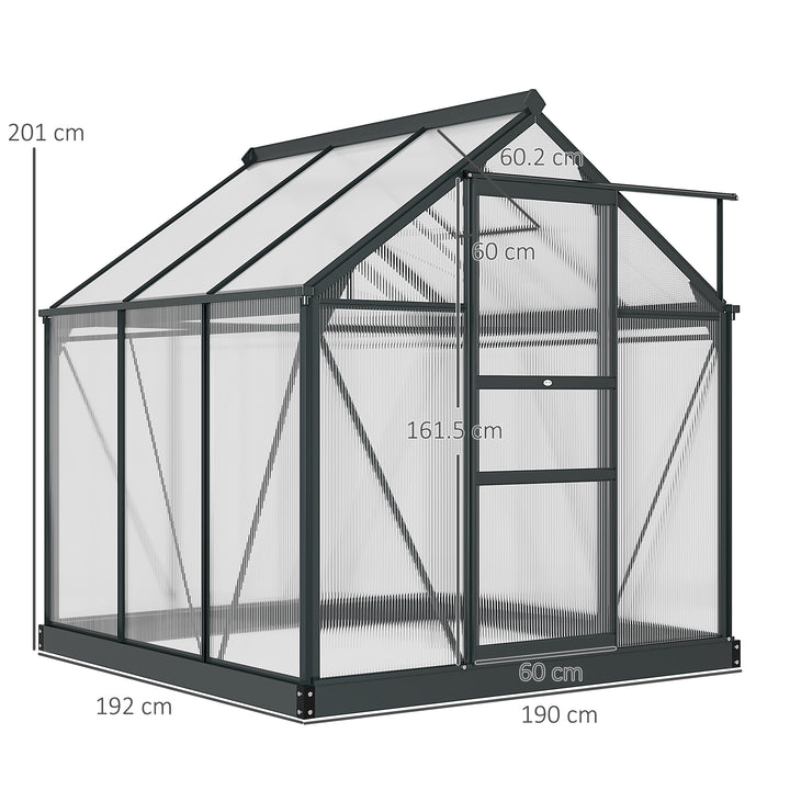 6 x 6 ft Clear Polycarbonate Greenhouse Large Walk-In Green House Garden Plants Grow House w/ Slide Door and Push-Open Window