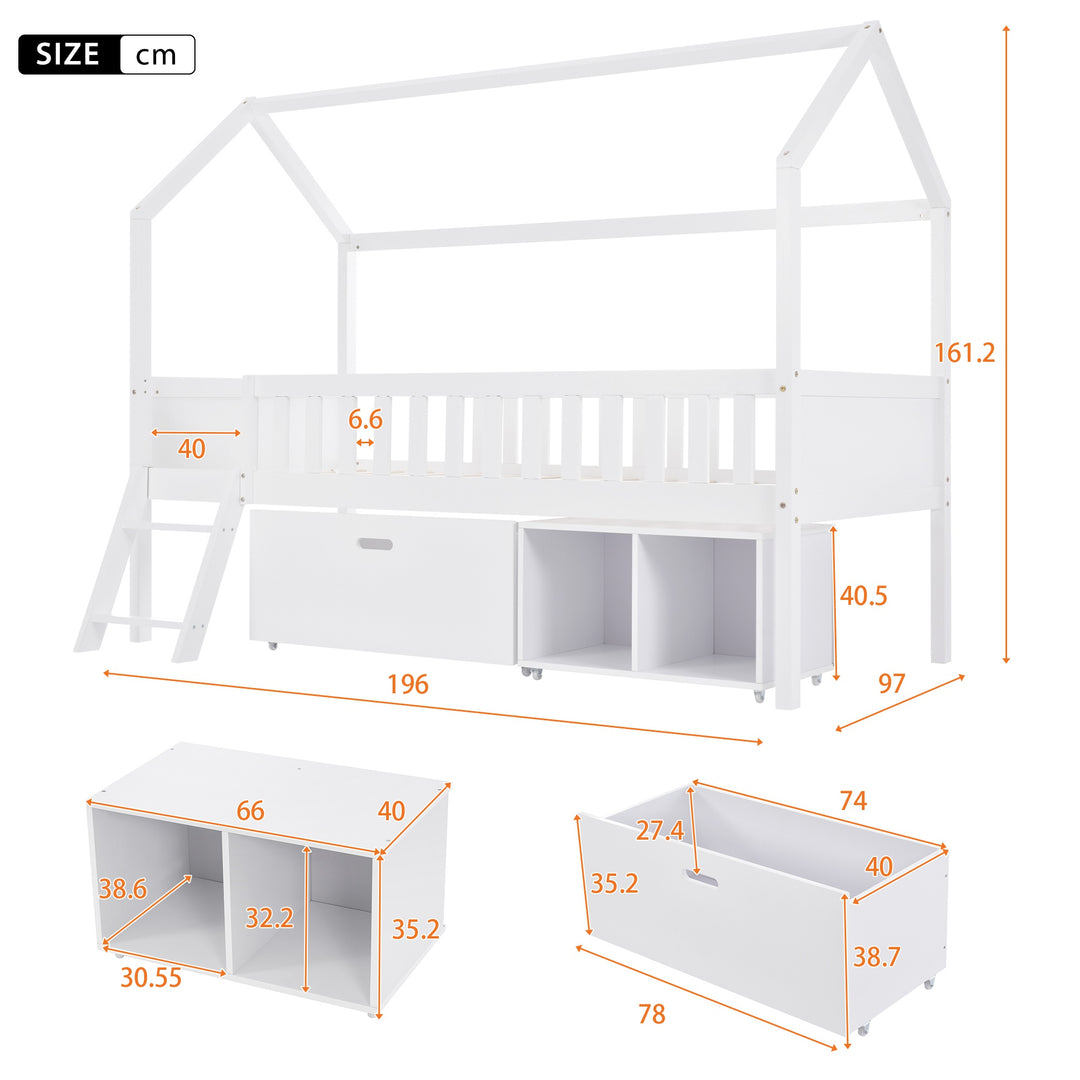 Children's Bed with Drawers and Storage Compartments