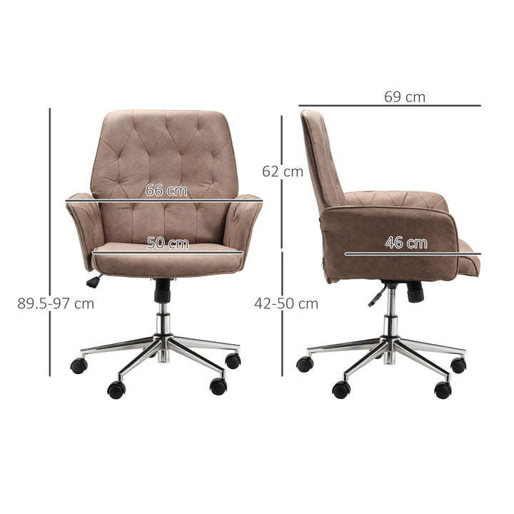 Vinsetto Micro Fibre Mid Back Office Chair, Adjustable Seat, Arm, Computer Desk Chair, Comfortable, Brown Aosom UK