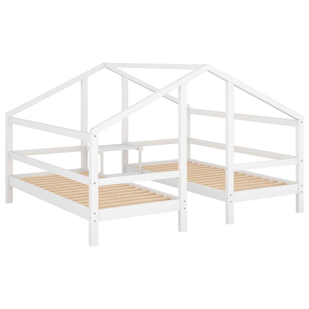 Twin Double Sleeper Bed with Headboard and Slatted Frame