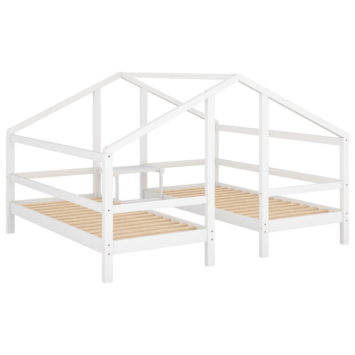 Twin Double Sleeper Bed with Headboard and Slatted Frame