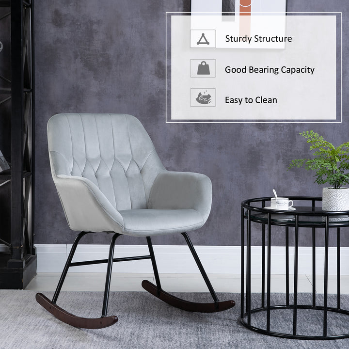 Rocking Chair Reading Accent Armchair with Steel Frame Sponge Padded for Living Room