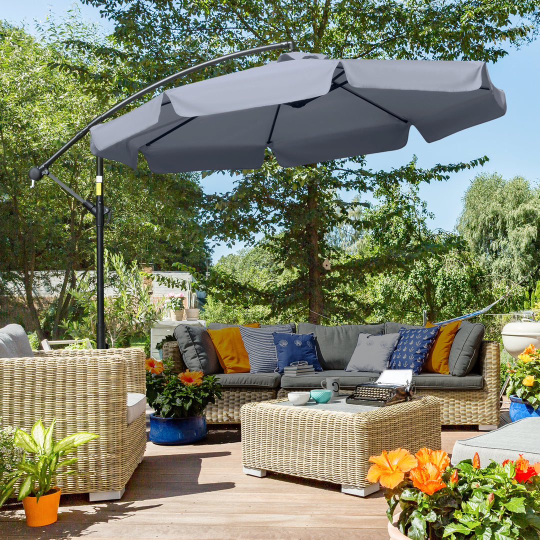 Waterproof Cantilever Umbrella: Elegant Banana Parasol with Crank Handle