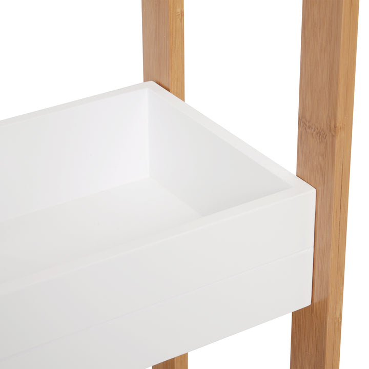 HOMCOM Bamboo Bathroom Caddy: Tiered Organiser for Compact Spaces, Shower Shelving Unit Aosom UK