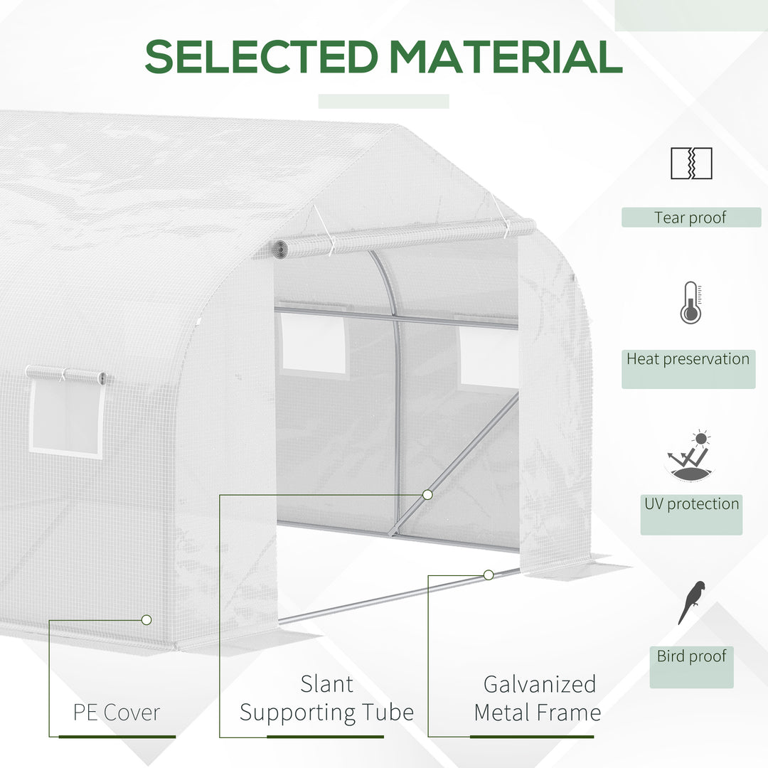 3.5 x 3 x 2m Walk-In Greenhouse Polytunnel Greenhouse Garden Hot House with Steel Frame