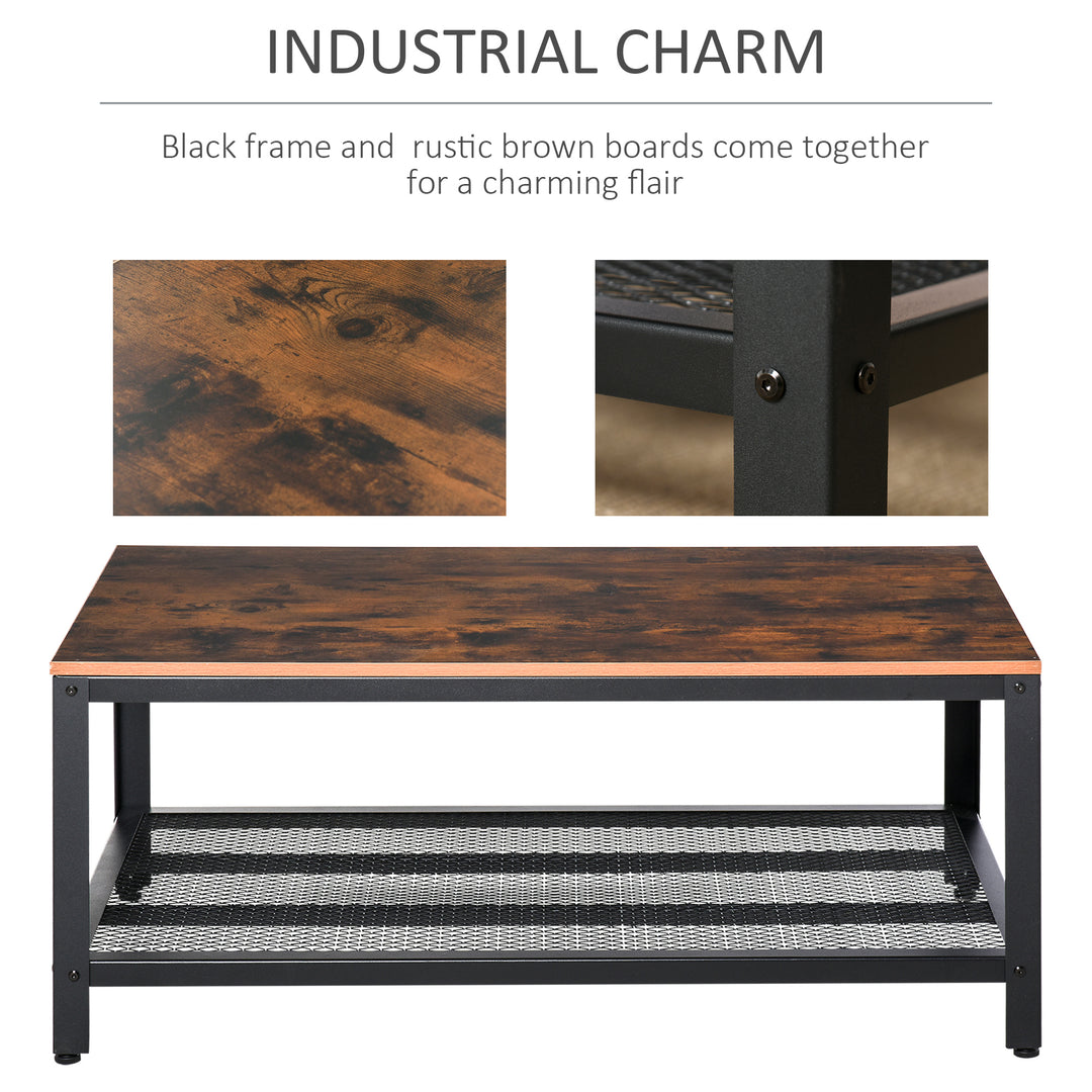 Industrial Coffee Table with Storage Shelf