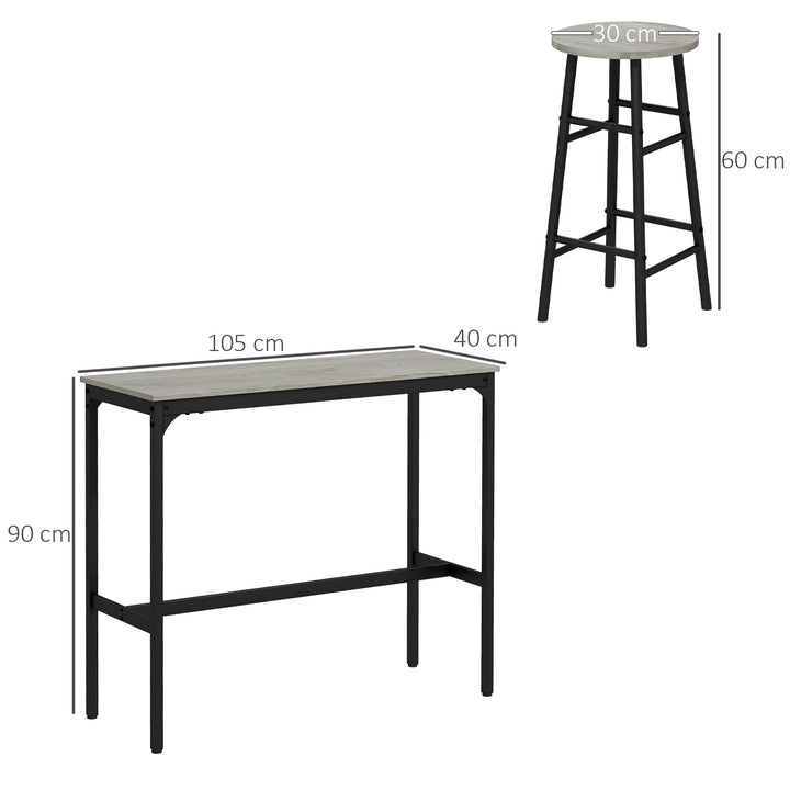 3 Piece Bar Table Set with 2 Stools