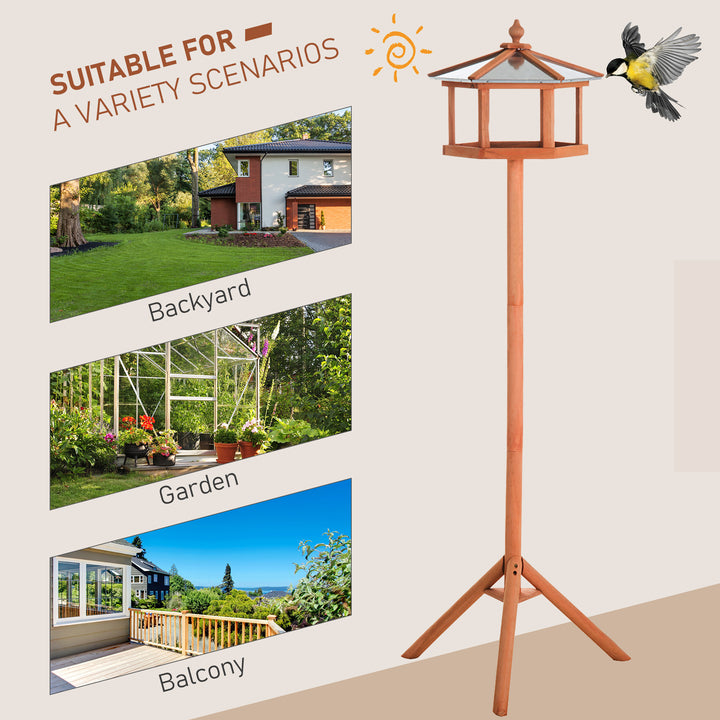 Portable Wooden Bird Feeder Station with Stand for Outdoor Use