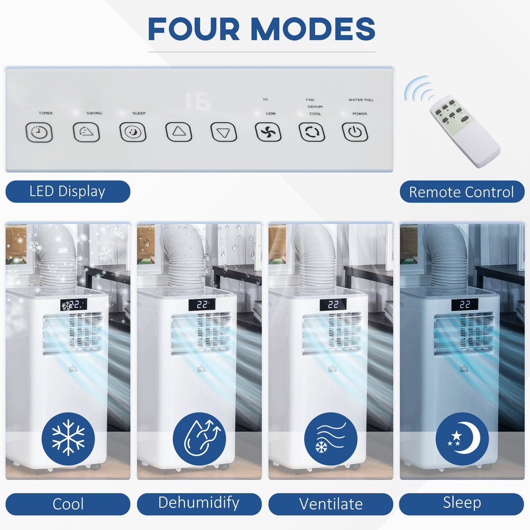 8000 BTU 4-In-1 Compact Portable Mobile Air Conditioner Unit Cooling Dehumidifying Ventilating w/ Fan Remote LED Display 24 Hr Timer