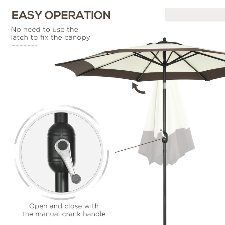 Waterproof 2.7m Garden Parasol Umbrella w/ 8 Metal Ribs