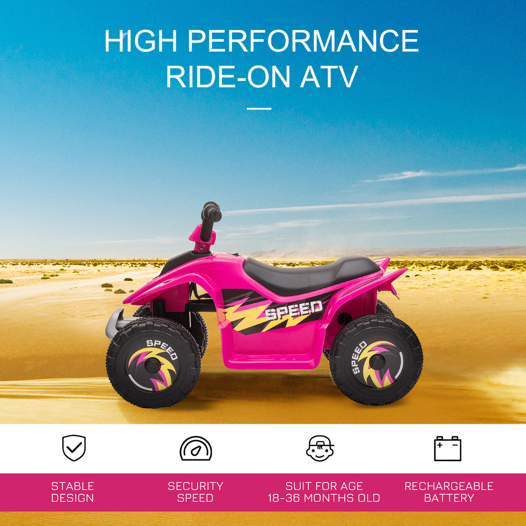 6V Kids Electric Ride on Car ATV Toy Quad Bike Four Big Wheels w/ Forward Reverse Functions Toddlers for 18-36 Months Old Pink