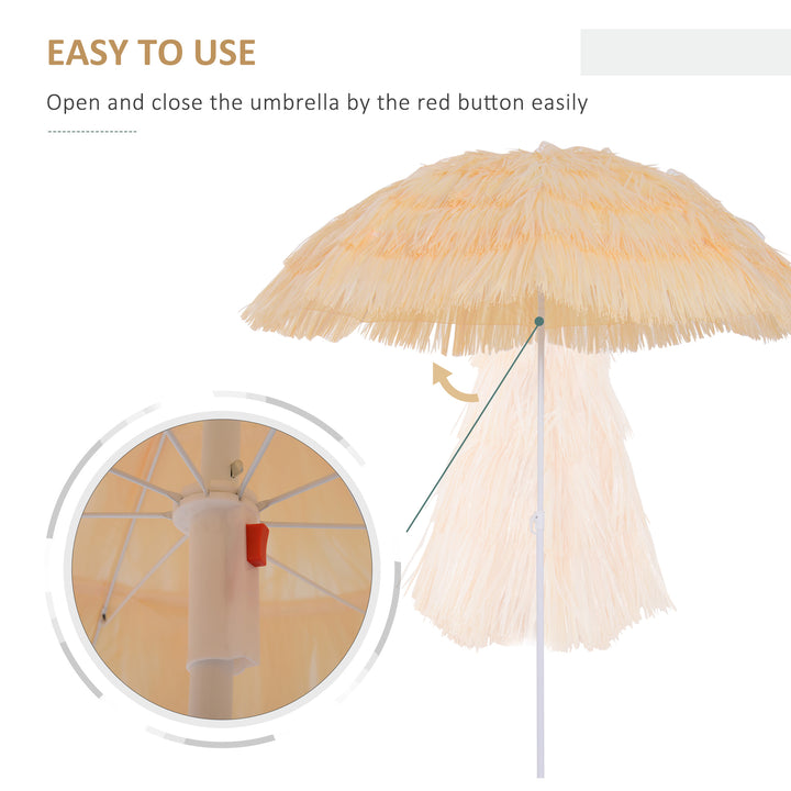 Waterproof Patio Garden Hawaii Beach Sun Umbrella Sunshade Hawaiian Folding Tilting Crank Parasol (Wheat)