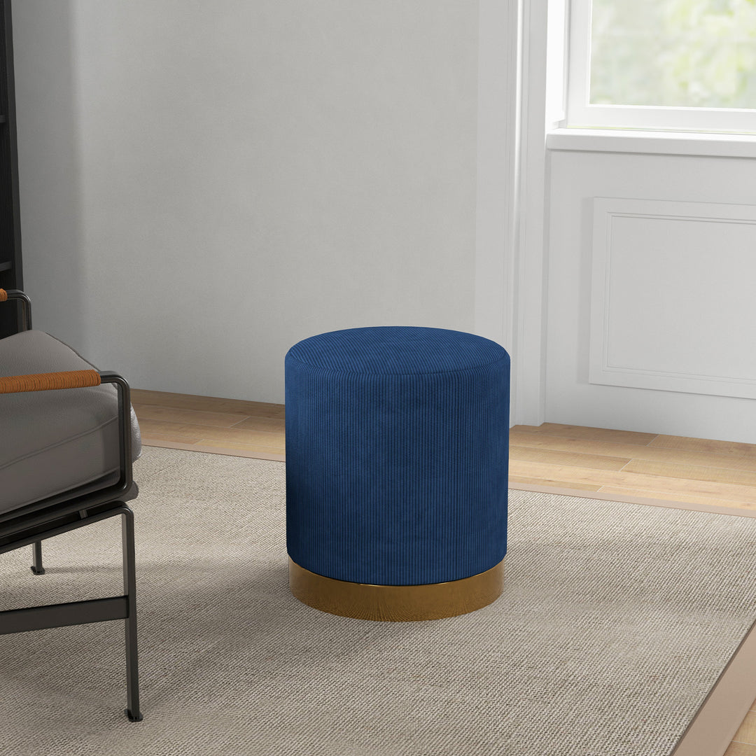 Soft Padded Corduroy Footstool - Dark Blue