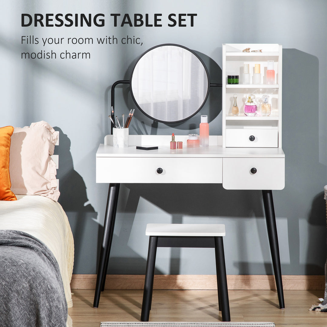 Vanity Dressing Table Set with Mirror and Stool