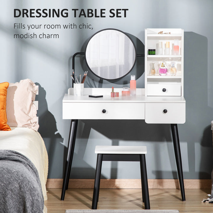 Vanity Dressing Table Set with Mirror and Stool