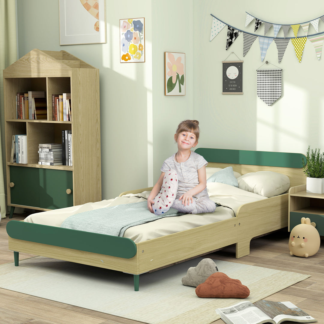 Toddler Bed with Safety Rail for Ages 3-10 Years