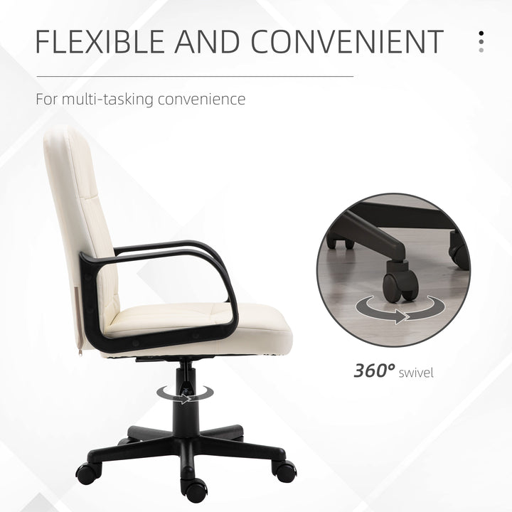 HOMCOM Swivel Executive Office Chair Home Office Mid Back PU Leather Computer Desk Chair for Adults with Arm