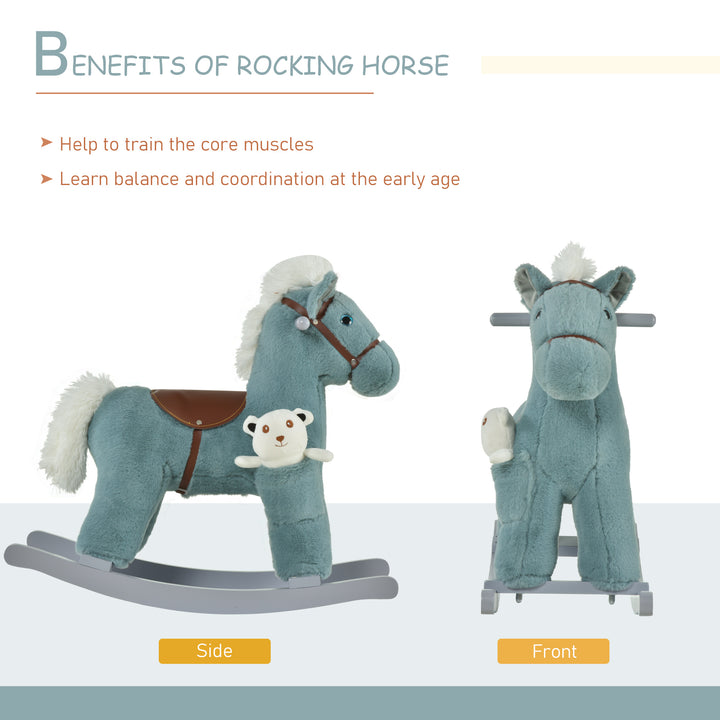 Baby Wooden Rocking Horse with Plush Toy Realistic Sounds