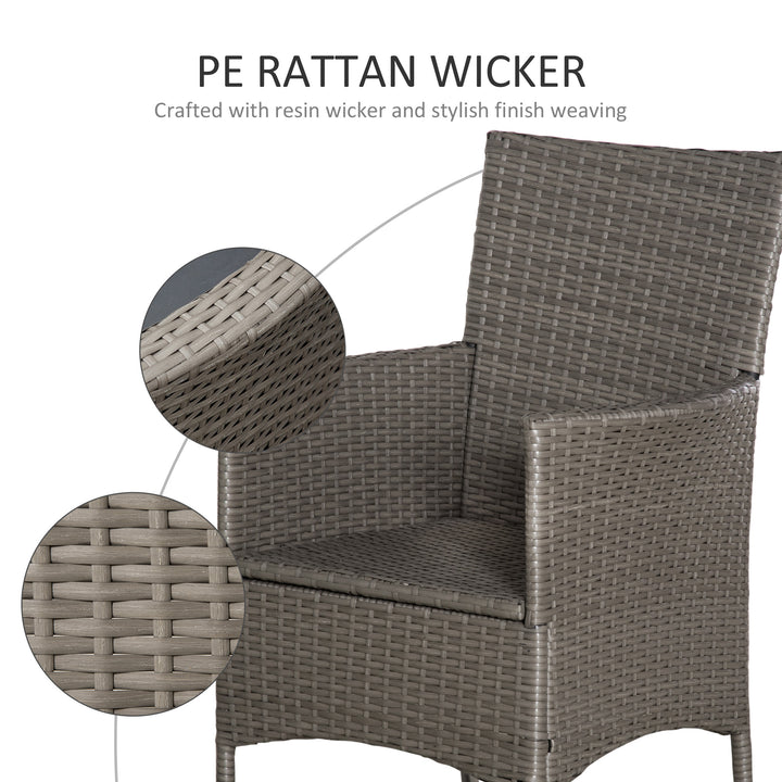 2 Seater Outdoor Rattan Armchair Dining Chair Garden Patio Furniture w/ Armrests Cushions Grey