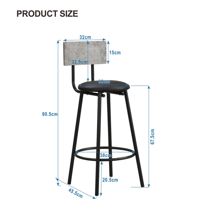 3 Piece Industrial Bar Table Set with 4 Chairs