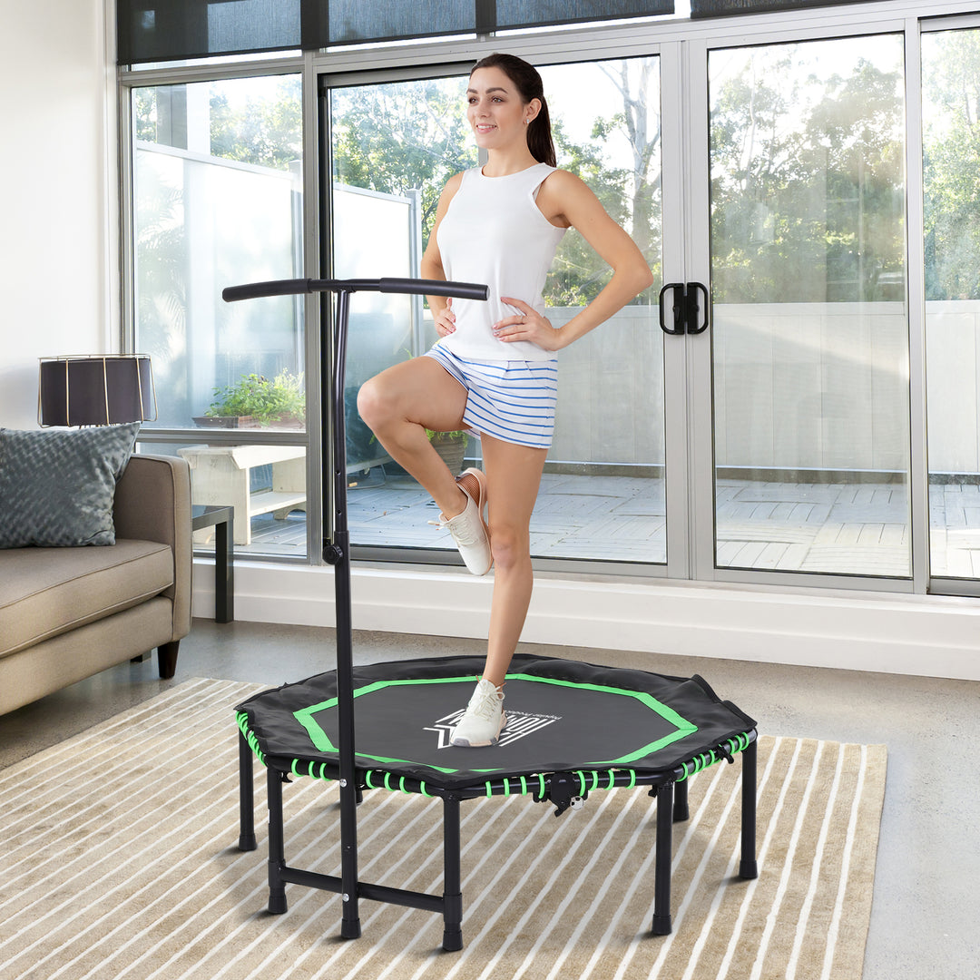 48" Octagonal Mini Fitness Rebounder Trampoline Indoor Outdoor Foldable Mini Jumper with Adjustable Handle