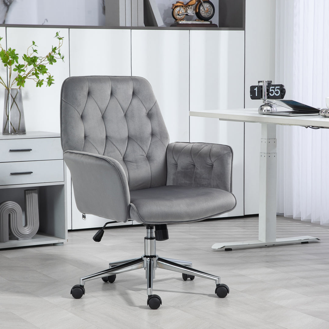 Vinsetto Comfortable Linen Office Chair, Swivel Desk Chair with Adjustable Height & Armrests, Dark Grey Aosom UK