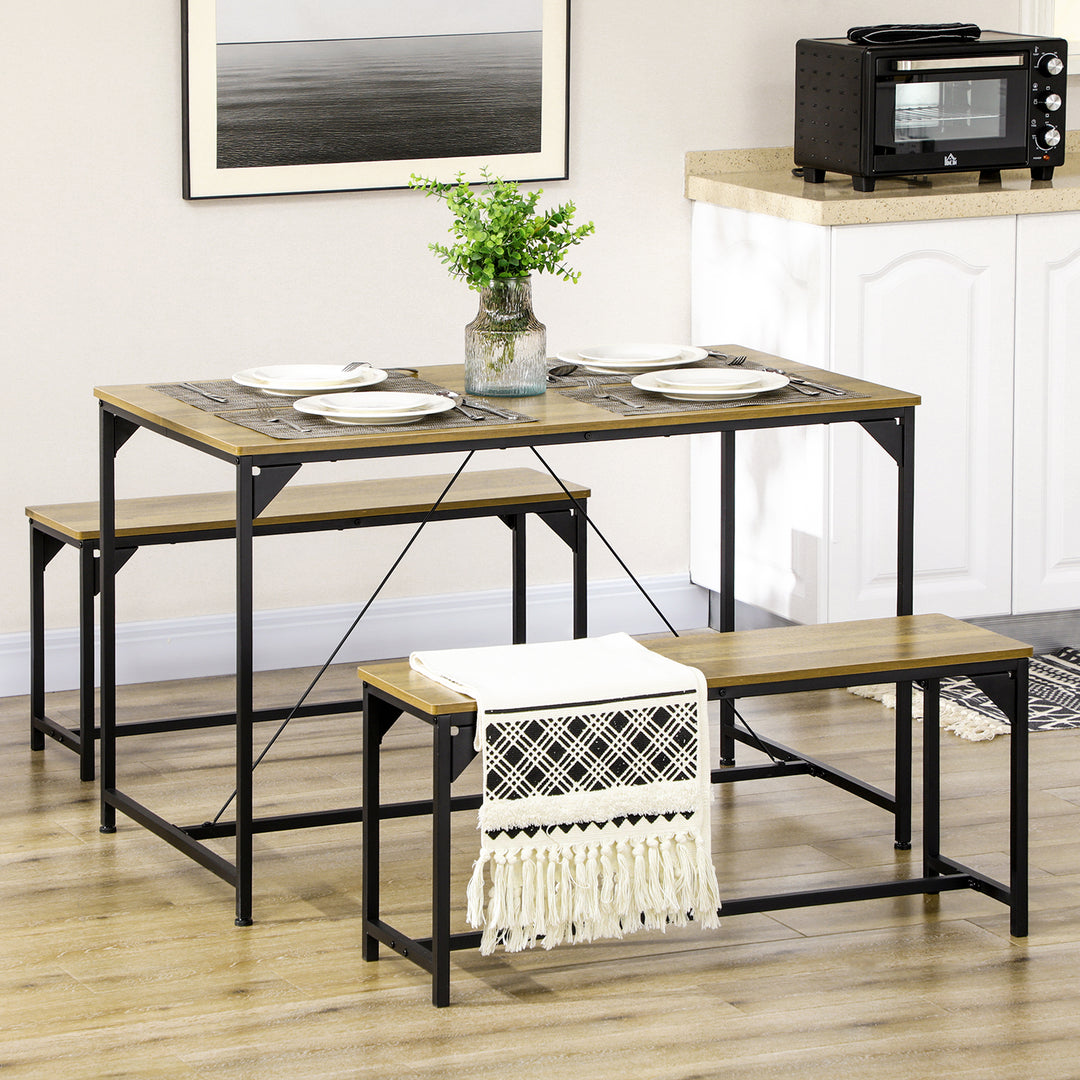 Dining Duet: Space-Efficient Table and 2 Benches Set