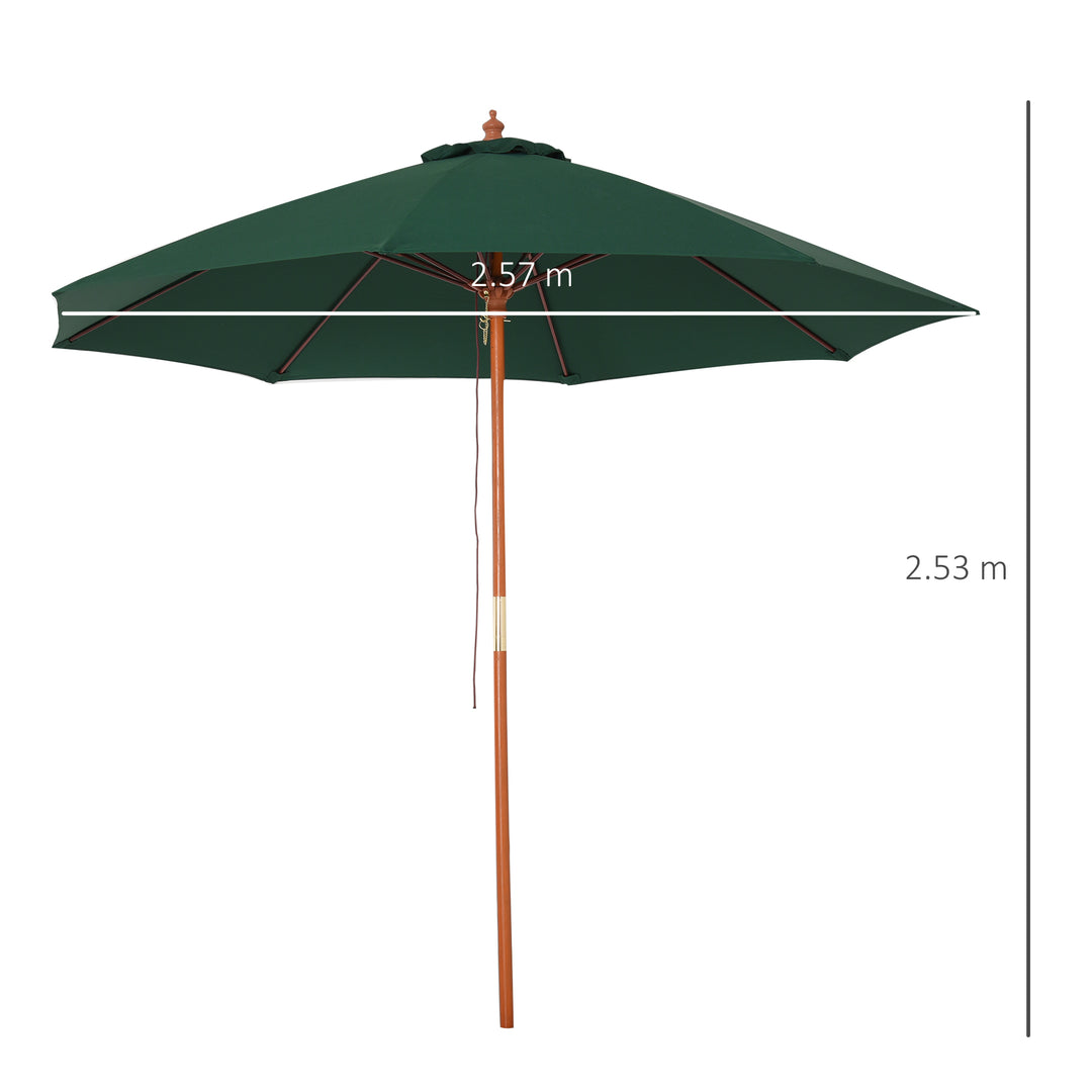 Waterproof Wooden Garden Parasol: 2.5m Ventilated Canopy