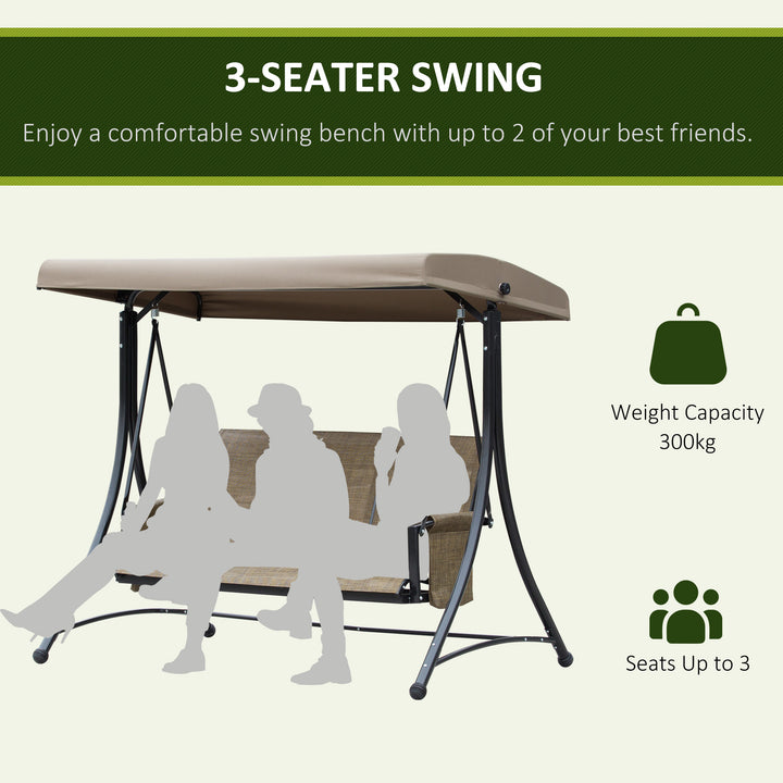 3 Person Outdoor Patio Porch Swing Chair with High Back Design